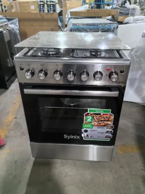 SYINIX 60×60 3G+1E STANDING GAS COOKER WITH ELECTRIC OVEN – 3 Gas + 1 Electric Burner, Auto ignition, Gas leakage sensor, Low gas consumption .