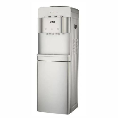 Von Hotpoint Water Dispenser 3 Tap Hot & Cold & Normal Electric Cooling With Cabinet Push Button Child Lock Safety- SILVER